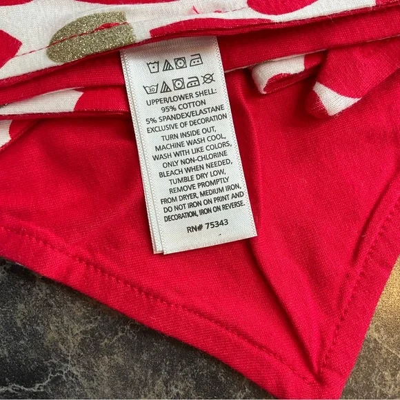 NEW! TOMMY BAHAMA OS Pet Bandana Hearts Red Metallic Gold - Picture 5 of 5